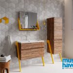 OP ARTY 1 orzech saleve korpus, front) żółty mat (nogi)