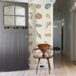 Simple decor of classic wooden chair in apartment entry square