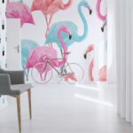 Red bike next to entrance