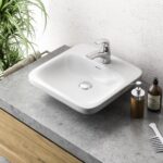 FERRO, Bateria umywalkowa stojąca Genova VerdeLine dozwonik na mydlo bambus