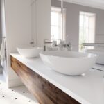 FERRO, Bateria umywalkowa stojąca nablatowa Fiesta, Wieszak pojedynczy Grace, Dozownik na mydło Grace, Szklanka pojedyncza Grace