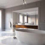 FERRO, Bateria wannowa wolnostojąca Fiesta, Bateria umywalkowa stojąca nablatowa Fiesta, Wieszak pojedynczy Grace, Dozownik na mydło Grace, Szklanka pojedyncza Grace