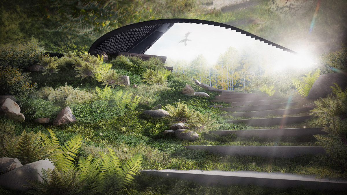 Dom_z_Grotą_BXB_wizualizacja_widok_groty_wejście