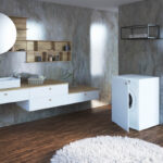 2, Koral - Premium White Supermatt, Natural Oak Wood, ceramic washbasin, soft close 1280