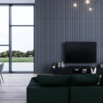 Luxum, plyty ryflowane z betonu architektonicznego w kolorze Antracyt