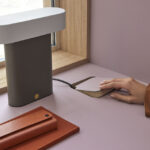 Furniture Linoleum 4010 lilac close up desk with hand