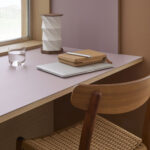 Furniture Linoleum 4010 lilac desk and chair, 4003 walnut