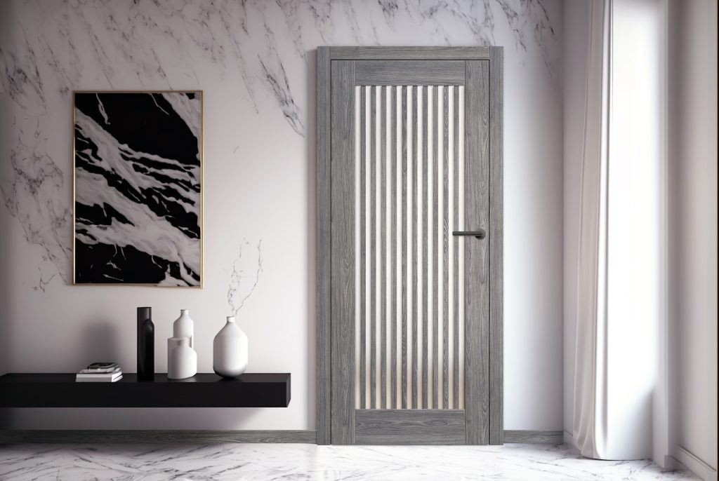 Interior door, room door in modern style white marble
